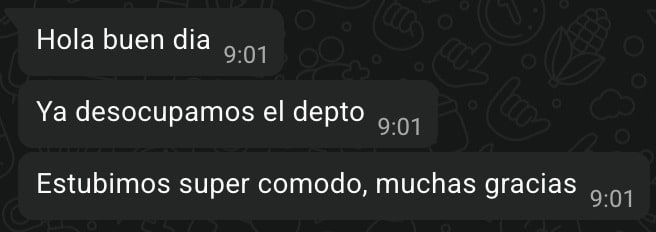 Ya desocupamos el depto. Estuvimos súper cómodos, muchas gracias.